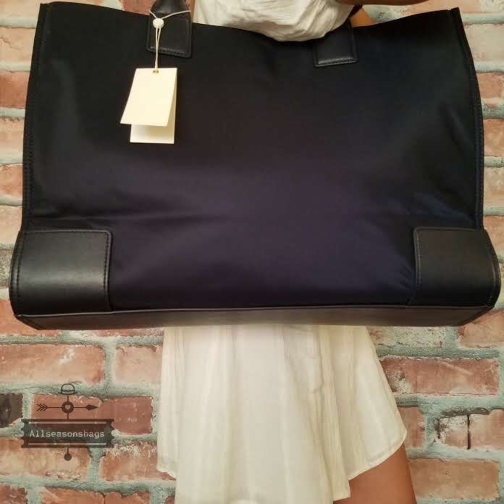 Tory Burch ella nylon tote blue navy shoulder NEW - Picture 4 of 7
